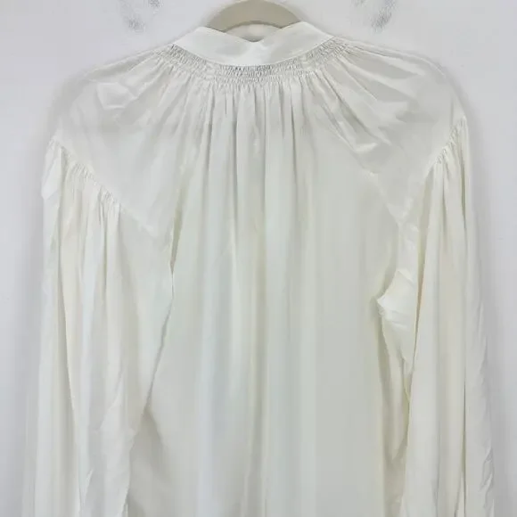 Madewell Shirred Long Sleeve Top Blouse Silk Lightweight Winter White Medium NWT - Picture 14 of 16